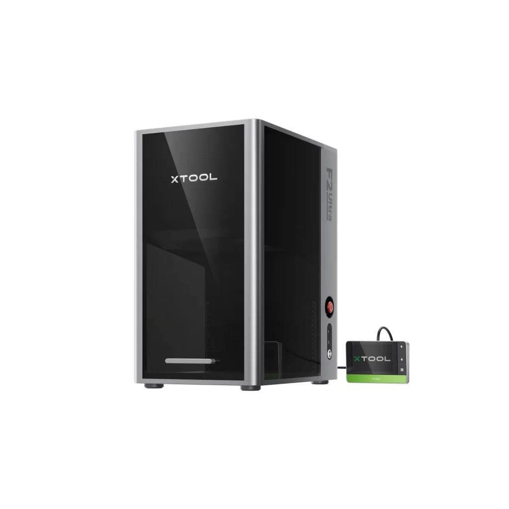 a black and silver desktop laser